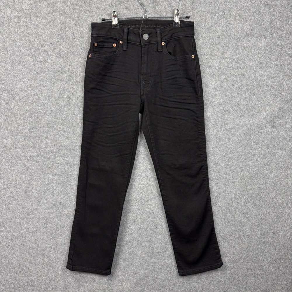 American Eagle Airflex+ Original Straight Mens‎ Black Jeans 26x28 Stretch Denim